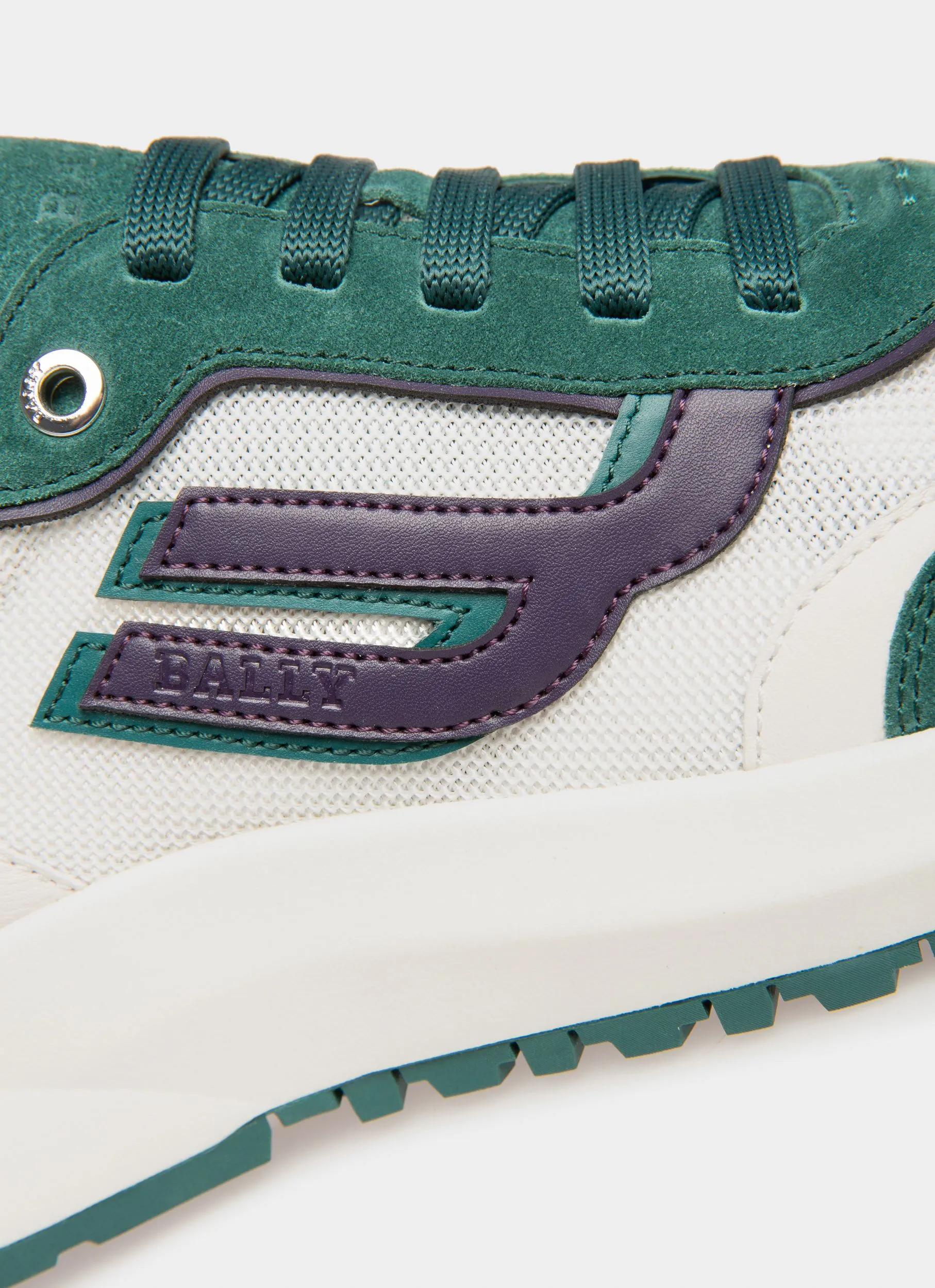 Demmy Mesh & Leather Sneakers In Green & White