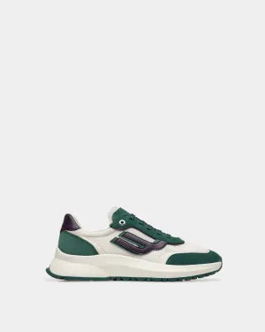 Demmy Mesh & Leather Sneakers In Green & White