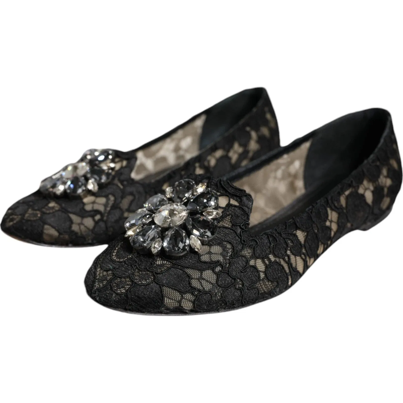 Dolce Popular choice Shoes Ballet Crystal Lace Gabbana Loafer Modern & Flats Black
