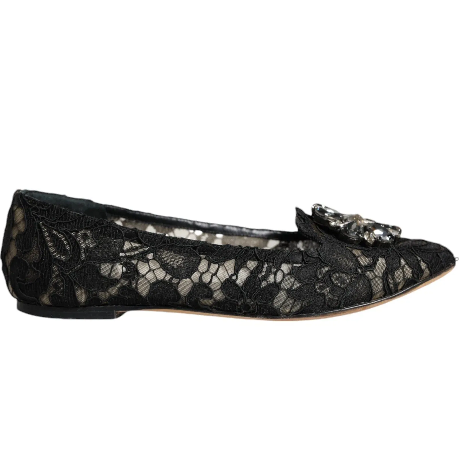 Dolce Popular choice Shoes Ballet Crystal Lace Gabbana Loafer Modern & Flats Black