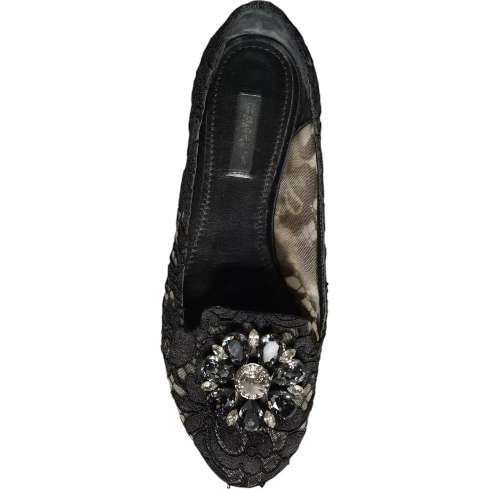 Dolce Popular choice Shoes Ballet Crystal Lace Gabbana Loafer Modern & Flats Black
