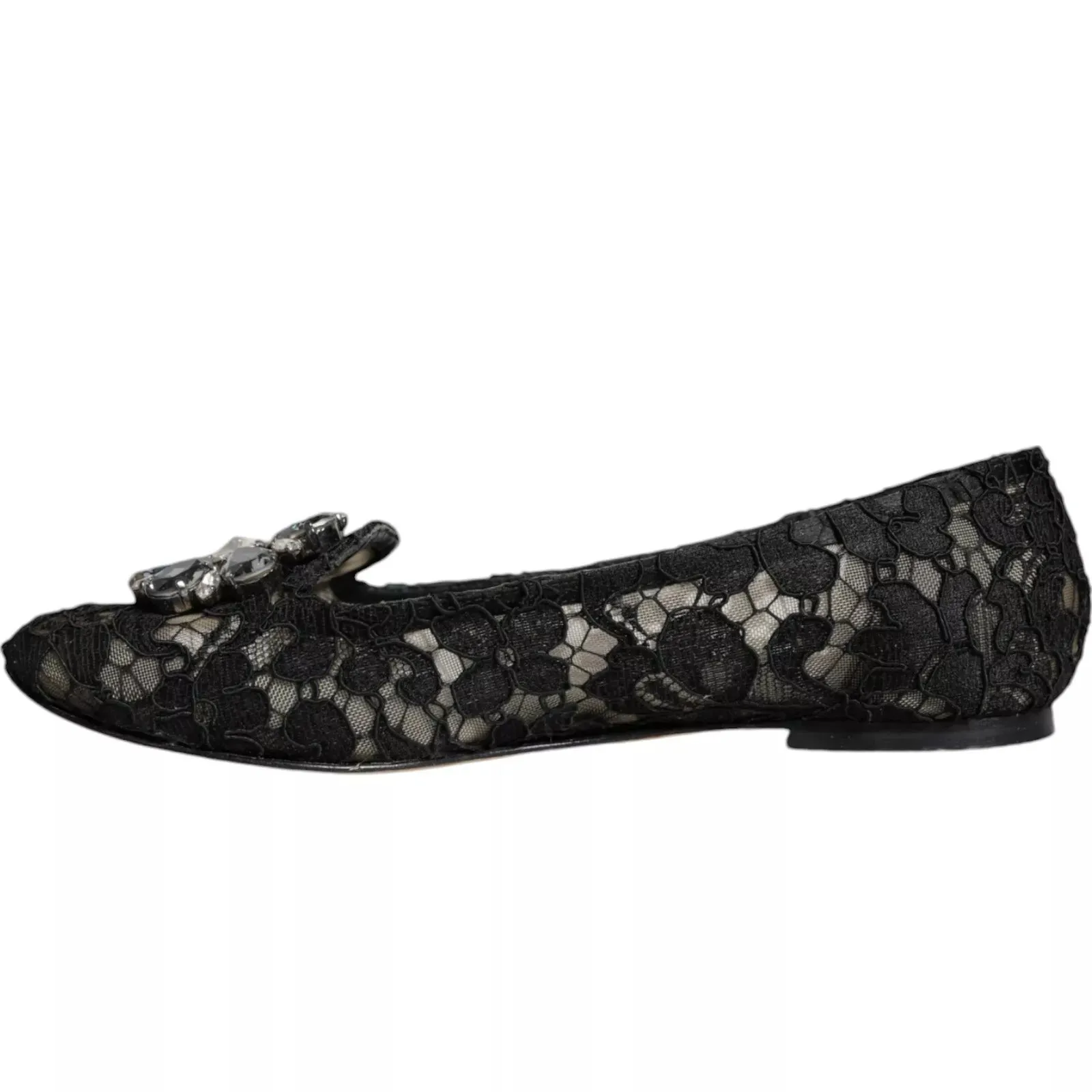Dolce Popular choice Shoes Ballet Crystal Lace Gabbana Loafer Modern & Flats Black