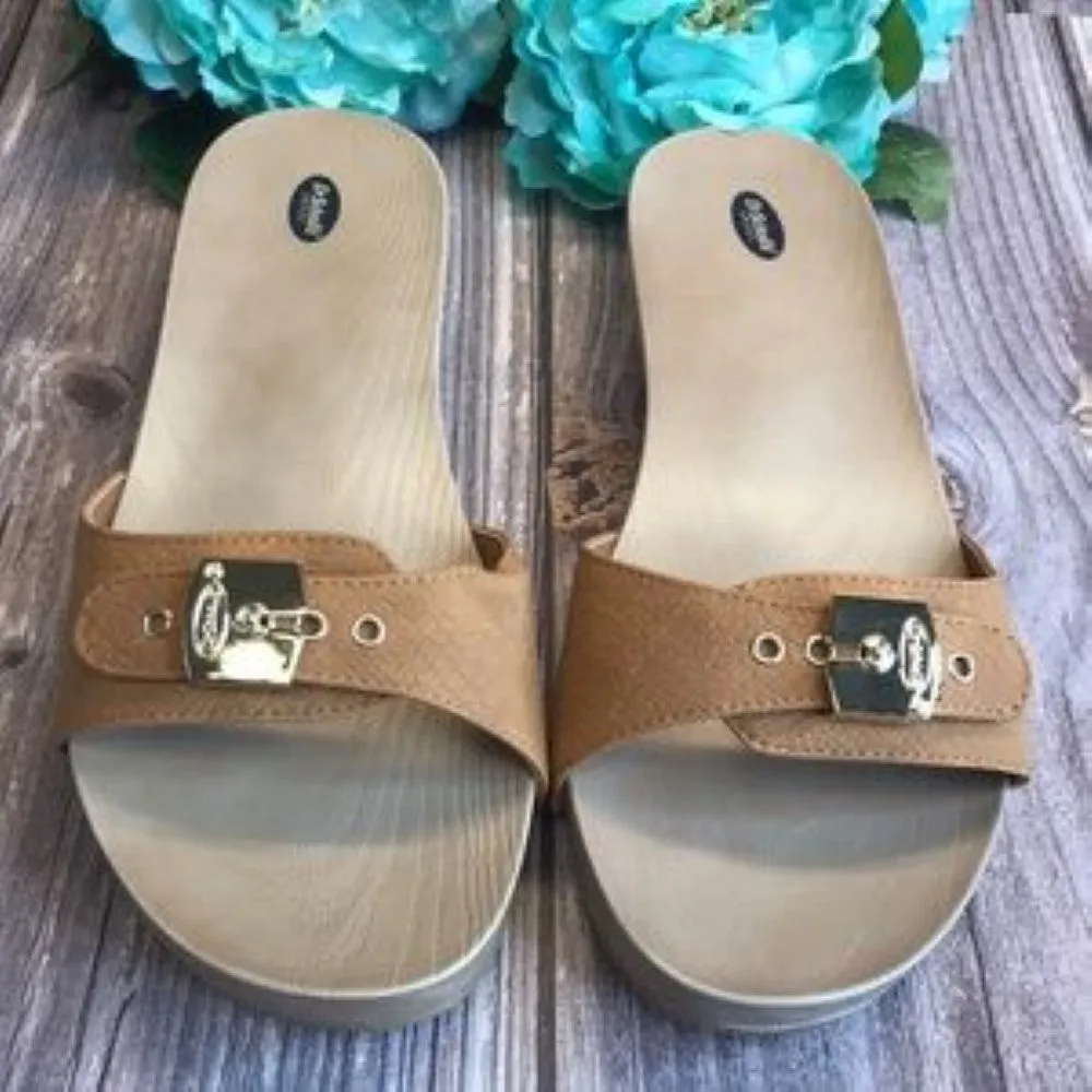 DR. SCHOLL'S Classic Brown Slide Sandals 10M
