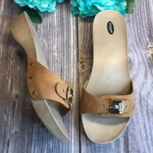 DR. SCHOLL'S Classic Brown Slide Sandals 10M