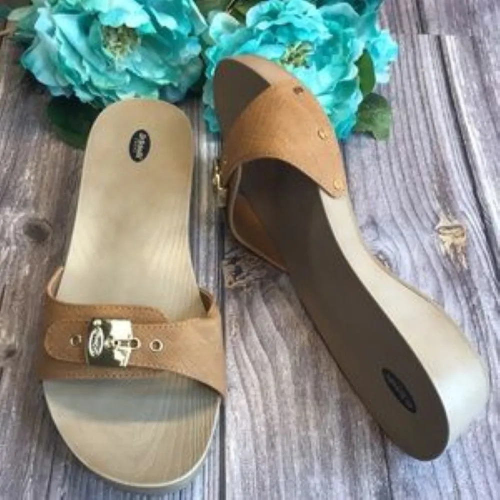 DR. SCHOLL'S Classic Brown Slide Sandals 10M