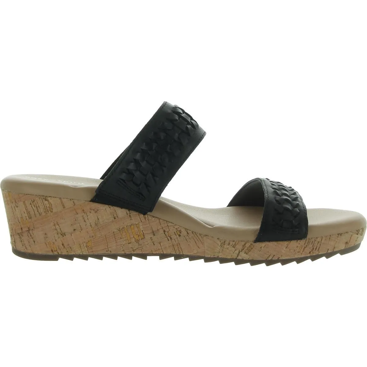 Easy Spirit Womens Lillia Cork Open Toe Slide Sandals Black 8 Medium (B,M)
