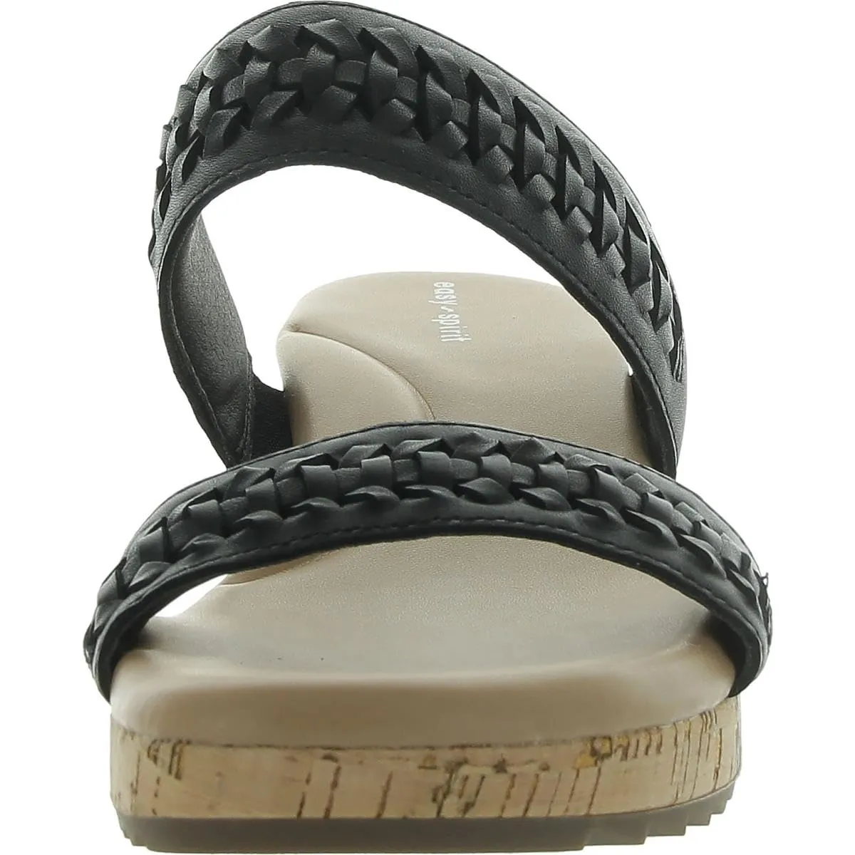 Easy Spirit Womens Lillia Cork Open Toe Slide Sandals Black 8 Medium (B,M)