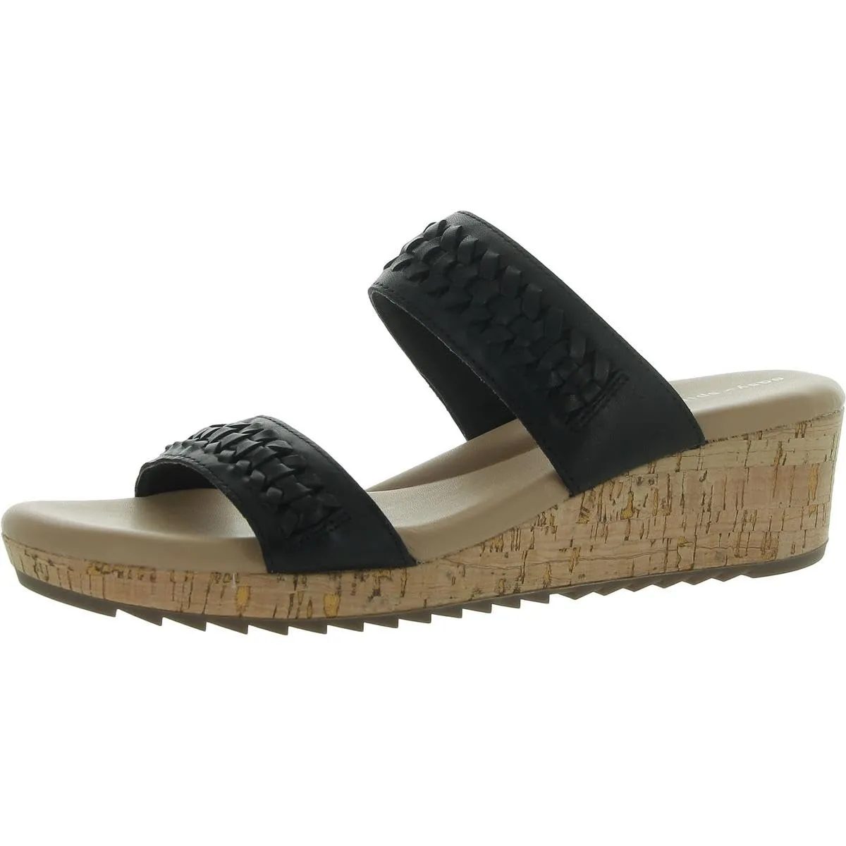 Easy Spirit Womens Lillia Cork Open Toe Slide Sandals Black 8 Medium (B,M)