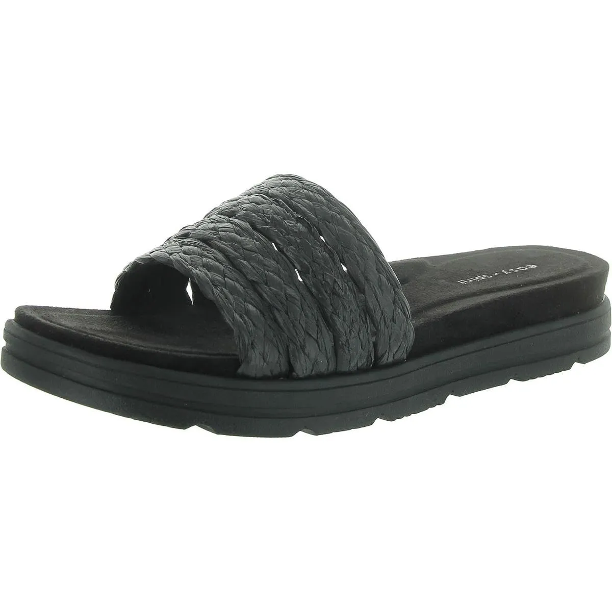 Easy Spirit Womens Salma Woven Slide Sandals Black 8.5 Wide (C,D,W)