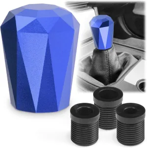 EZAUTO WRAP Universal Blue Diamond Shifter Chrome Aluminum Automatic Shift Knob Stick Manal Gear Lever Handle with 3 Threaded Adapters