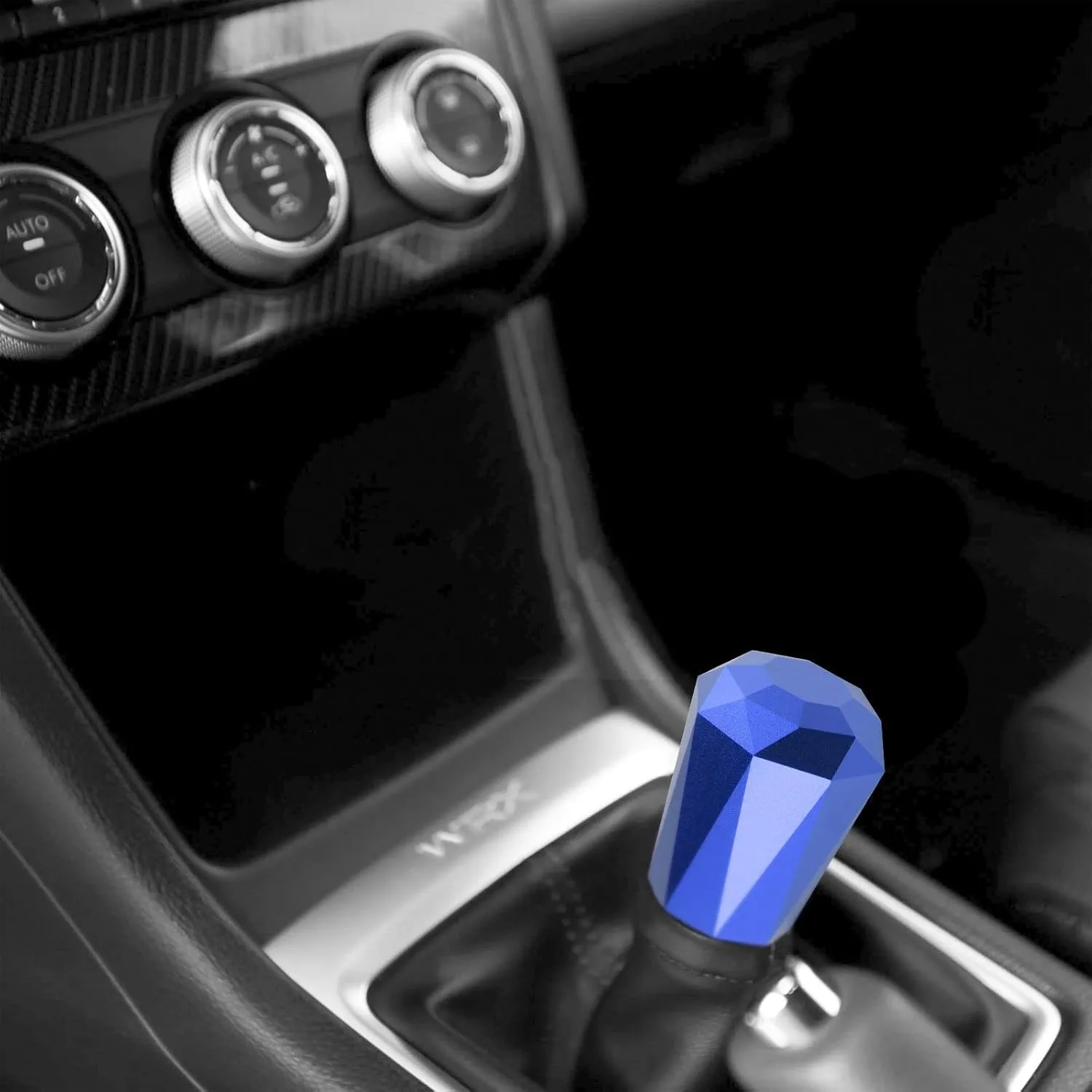 EZAUTO WRAP Universal Blue Diamond Shifter Chrome Aluminum Automatic Shift Knob Stick Manal Gear Lever Handle with 3 Threaded Adapters