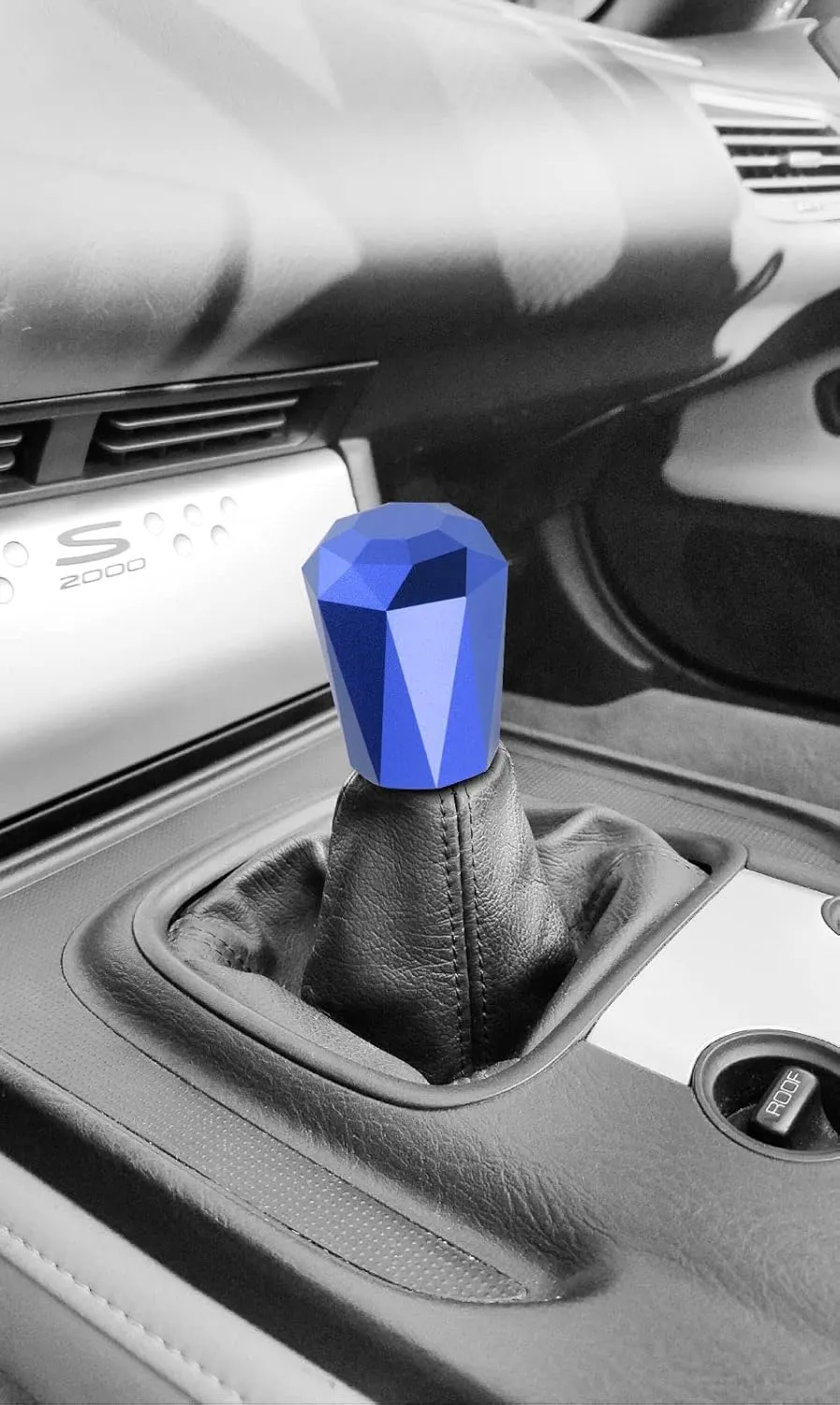 EZAUTO WRAP Universal Blue Diamond Shifter Chrome Aluminum Automatic Shift Knob Stick Manal Gear Lever Handle with 3 Threaded Adapters