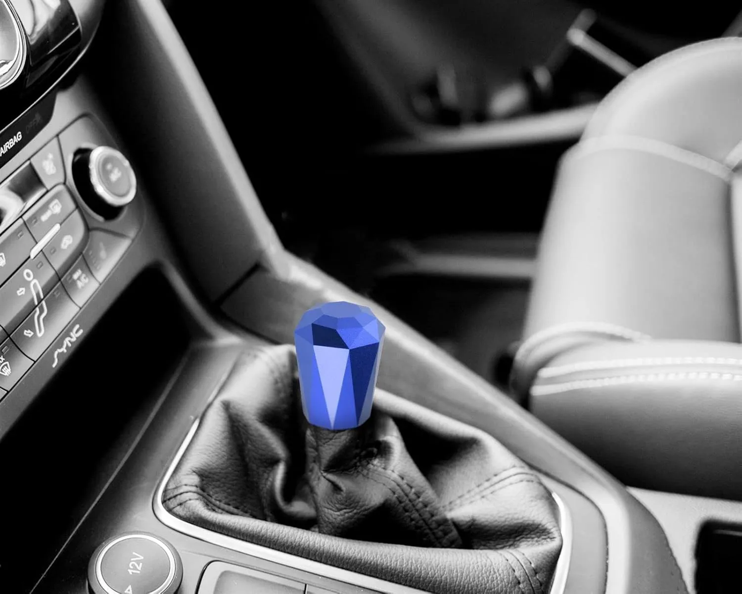 EZAUTO WRAP Universal Blue Diamond Shifter Chrome Aluminum Automatic Shift Knob Stick Manal Gear Lever Handle with 3 Threaded Adapters