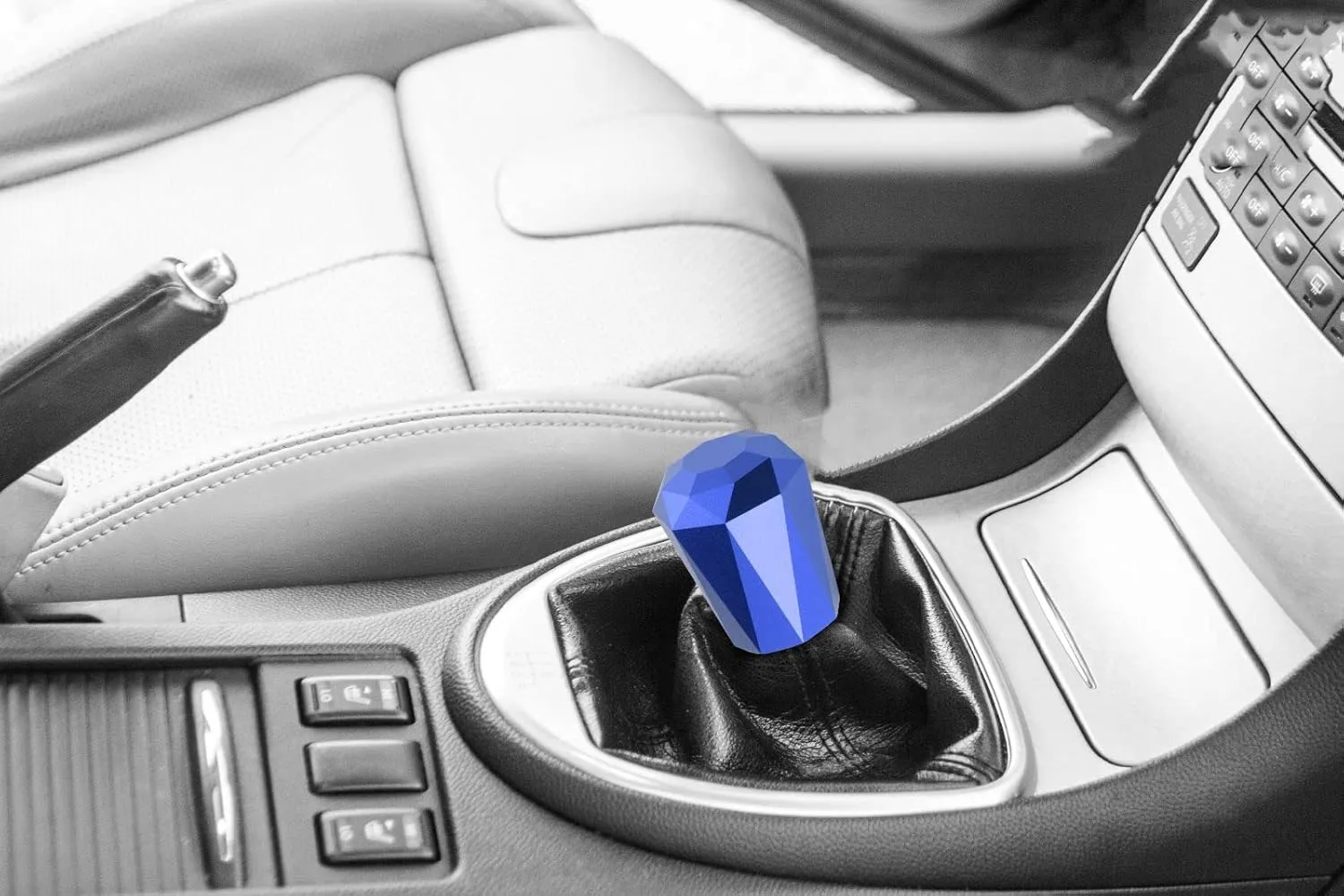 EZAUTO WRAP Universal Blue Diamond Shifter Chrome Aluminum Automatic Shift Knob Stick Manal Gear Lever Handle with 3 Threaded Adapters