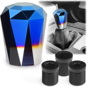 EZAUTO WRAP Universal Burnt Diamond Shifter Chrome Aluminum Automatic Shift Knob Stick Manal Gear Lever Handle with 3 Threaded Adapters