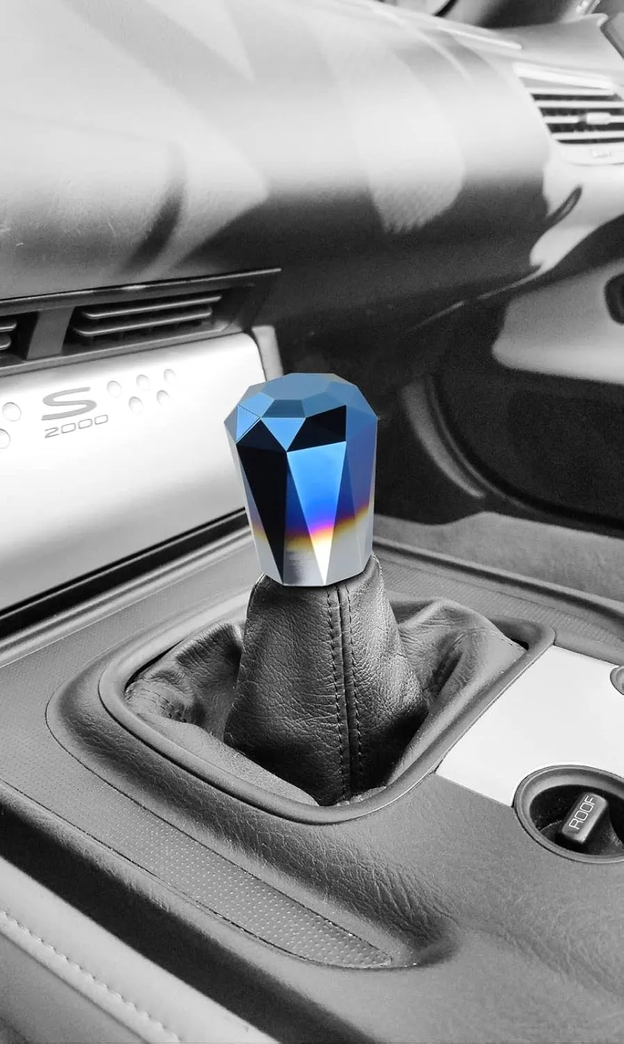 EZAUTO WRAP Universal Burnt Diamond Shifter Chrome Aluminum Automatic Shift Knob Stick Manal Gear Lever Handle with 3 Threaded Adapters