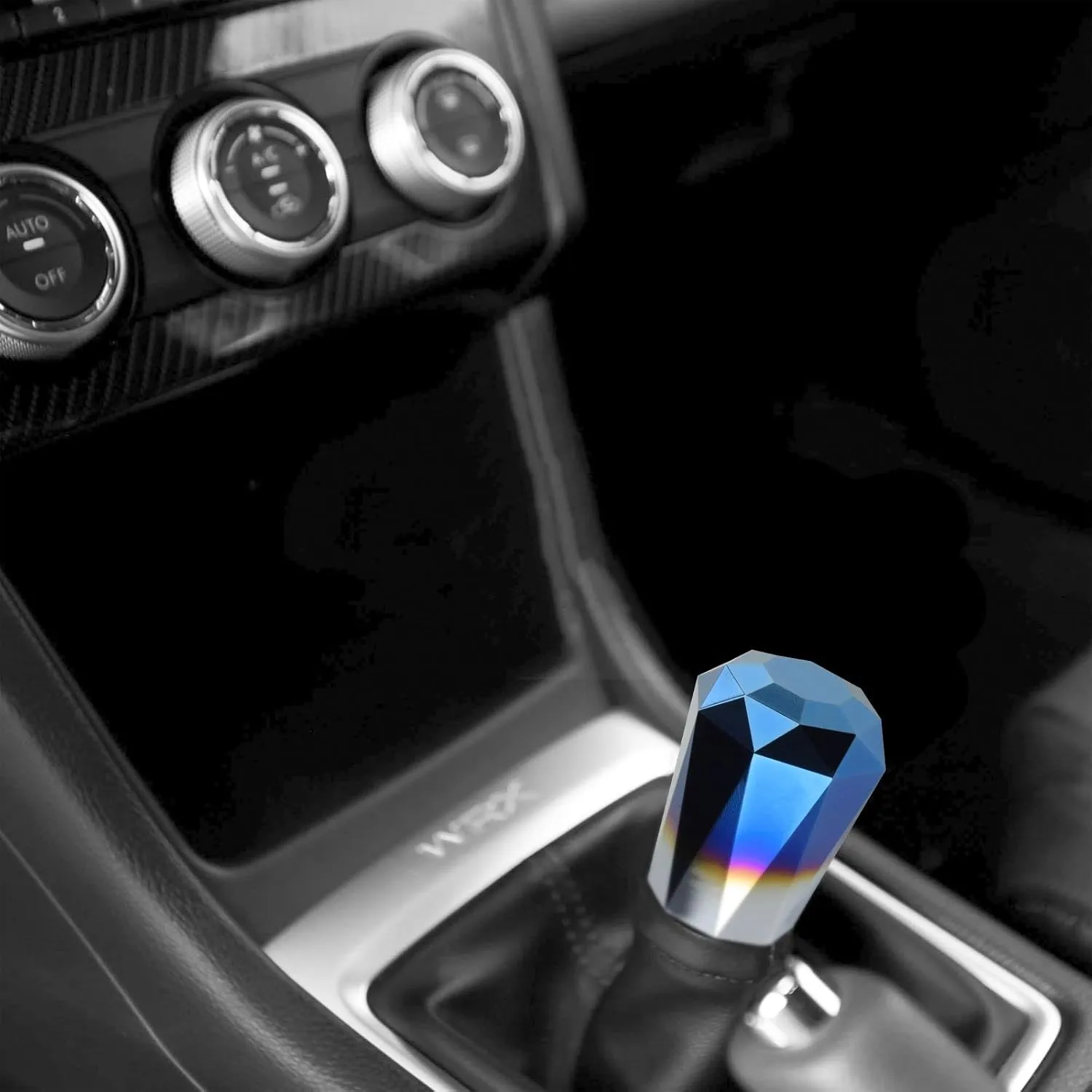 EZAUTO WRAP Universal Burnt Diamond Shifter Chrome Aluminum Automatic Shift Knob Stick Manal Gear Lever Handle with 3 Threaded Adapters
