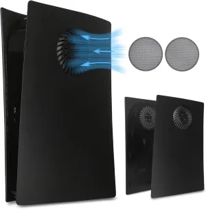 Faceplate for PS5 with Cooling Vents and Dust Filter DOBEWINGDELOU Face Plate Console Cover Replacement Side Plate Shell for PS5 Digital Edition Dustproof Accessories ABS Case Black
