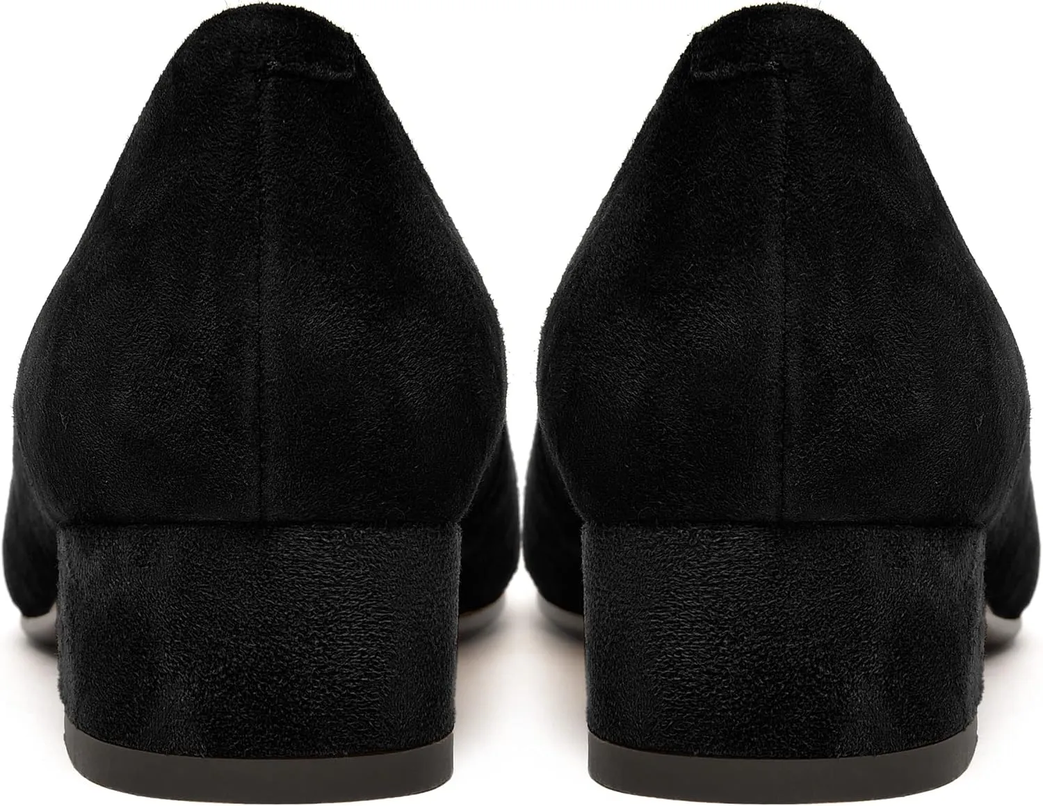 FEMSTEP Womens Slip On Pointed Toe Suede Leather Office Casual Chunky Low Heel Pumps Shoes 1.5 Inch