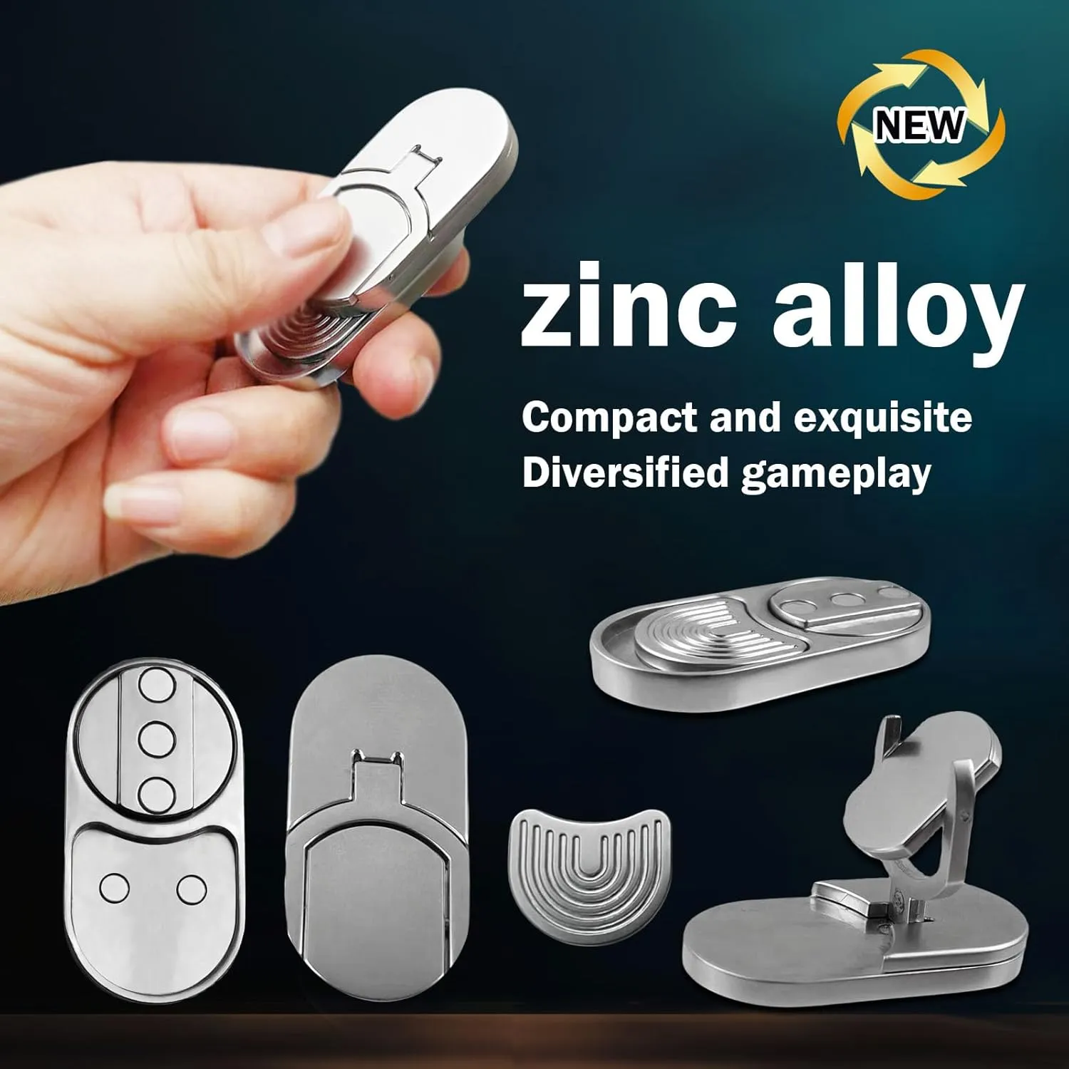 Fidget Adults Toy for ADHD，Magnetic Metal Fidget Toy for Desk，Cool EDC Magnets Slider Stress Relief Toy for Office，Anxiety Relief Haptic Multiple Ways Play Finger Push Spin Coins Decompression Toys