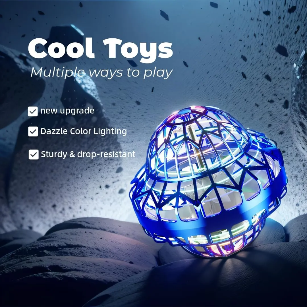 Flying Orb Ball Toy, Flying Mini Drone Ball for Kids,Cosmic Globe Light Up Boomerang Hover Spinner Ball,Cool Fly Toys Gift for Boy Girls Teens (Pink)