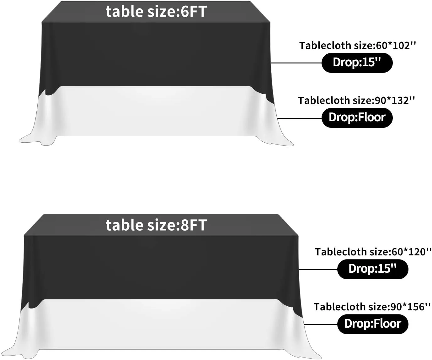 Fokitut 6 Pack Rectangle Tablecloth, 90x156 Inch, Stain Resistant and Wrinkle Polyester Table Cloth, Fabric Table Cover for Kitchen Dining, Wedding, Party, Holiday Dinner-Navy