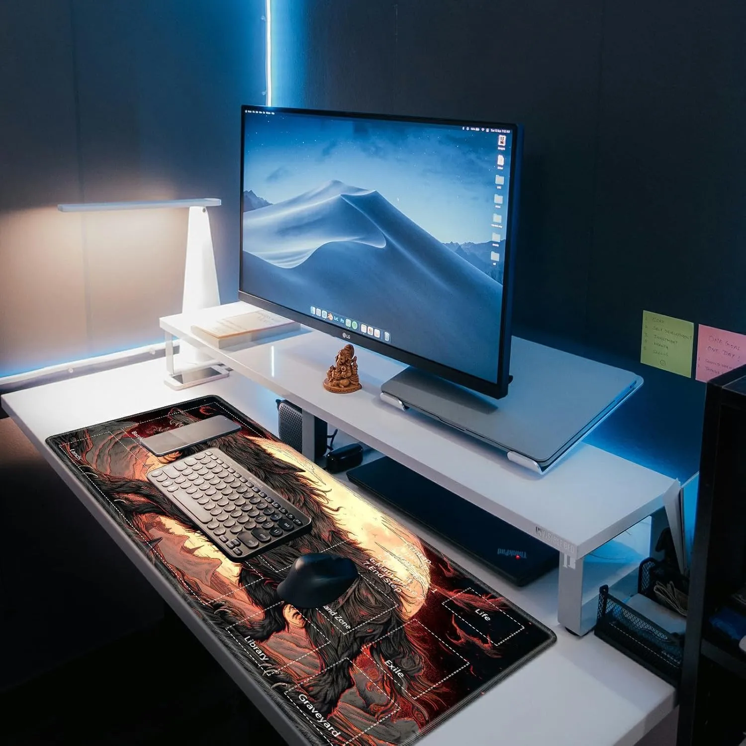 for MTG Playmat,Card Playmat Stitched with Magic Zone for MTG Card Game Playing, 24x14 inches Card Playmats Smooth Cloth Surface Non-Slip Silicone Bottom Battle Game Mat-Hell Wolf