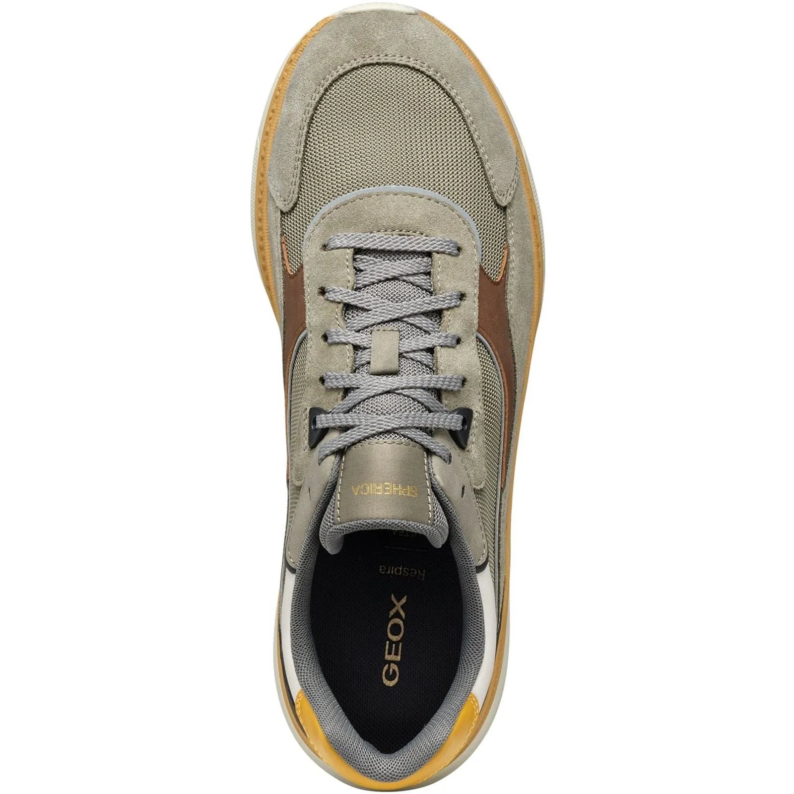 Geox U SPHERICA ACTIF X1 Polyester Blend Men's Sage/Brown Trainers