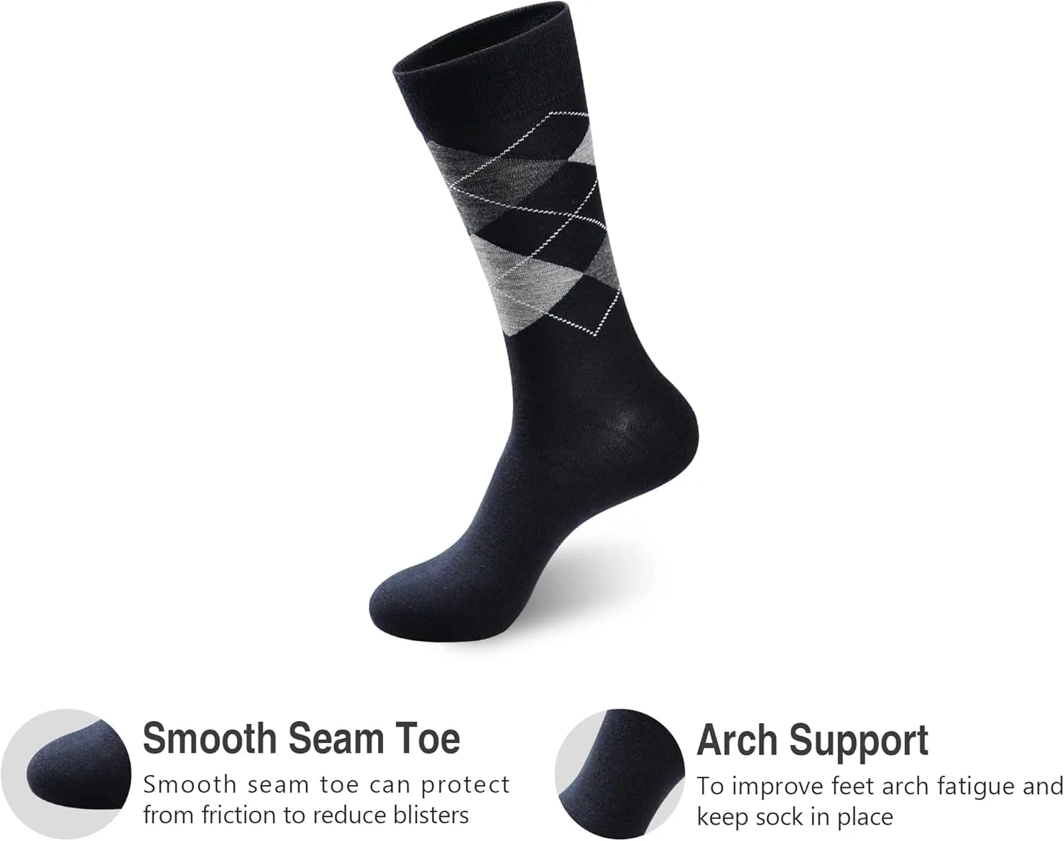 GKX Mens Light Weight Assorted Wool Dress Socks 6 Pack