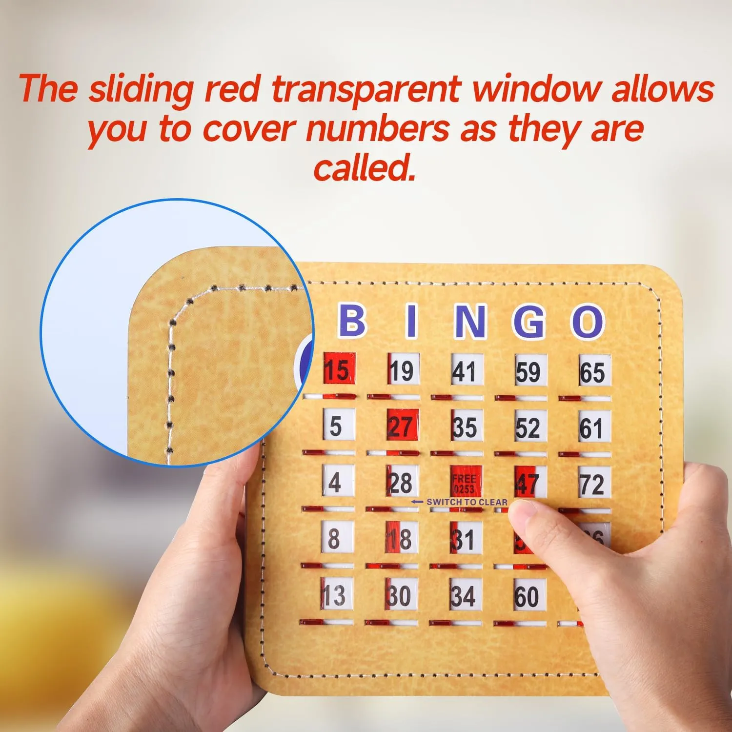 GSE Games & Sports Expert 5Ply Stitched Shutter Bingo Cards, Finger-Tip Shutter Slide Bingo Cards, Easy-Read Large Print Bingo Cardboard with Sliding Windows (50-Pack)