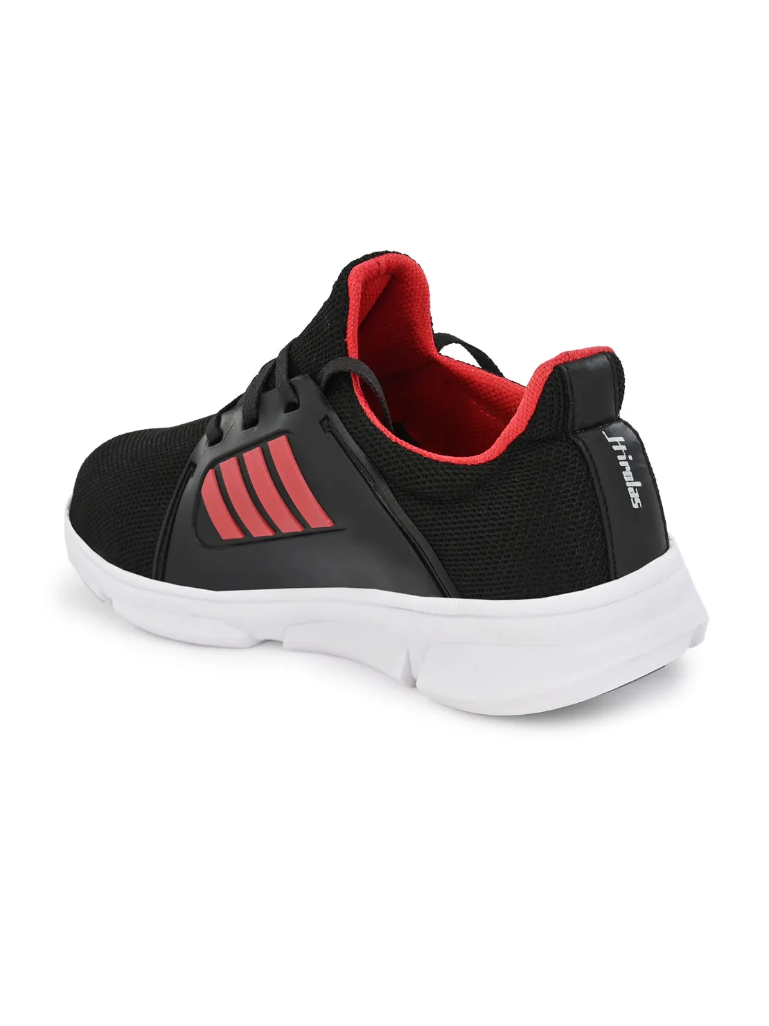 Hirolas® Men's Black/Red Mesh Running/Walking/Gym Lace Up Sneaker Sport Shoes (HRL2003BLR)
