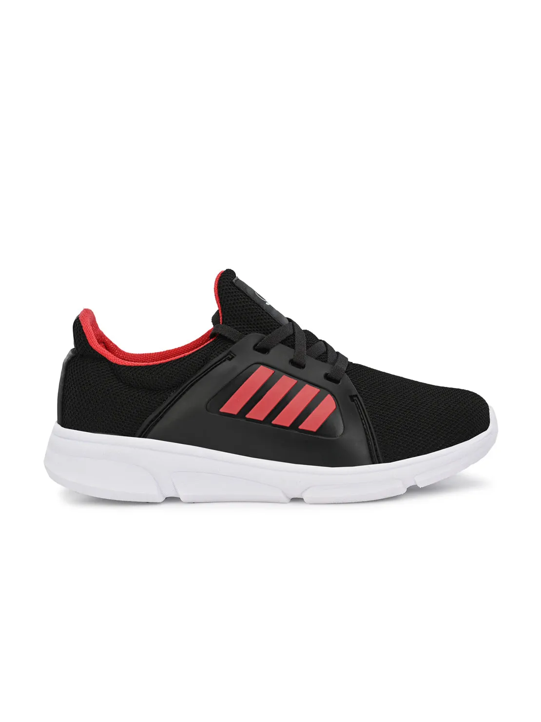 Hirolas® Men's Black/Red Mesh Running/Walking/Gym Lace Up Sneaker Sport Shoes (HRL2003BLR)