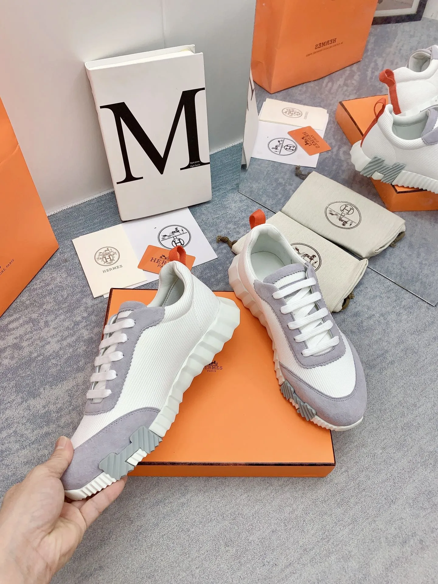 HM Bouncing Sneaker In Grey Mesh Fabric 106455