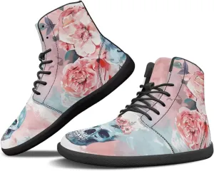 Howilath Rose Skull Print Barefoot Sneakers Men Wide Toe Zero Drop Sneaker Minimalist Shoes High Top Shoes