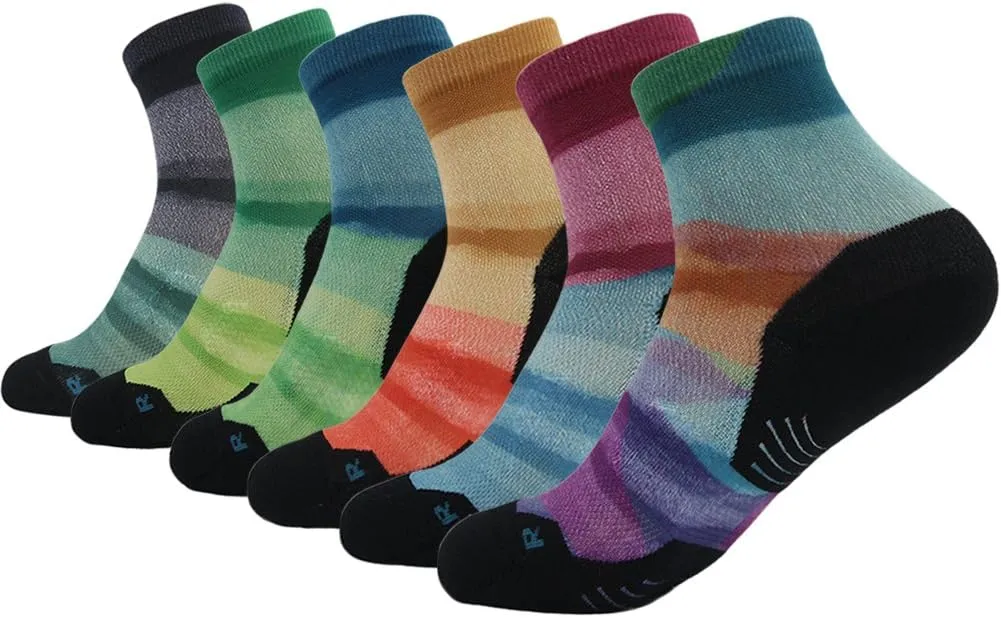 HUSO Unisex Digital Printed Athletic Quarter Running Socks 2,3,4,6,11 Pairs