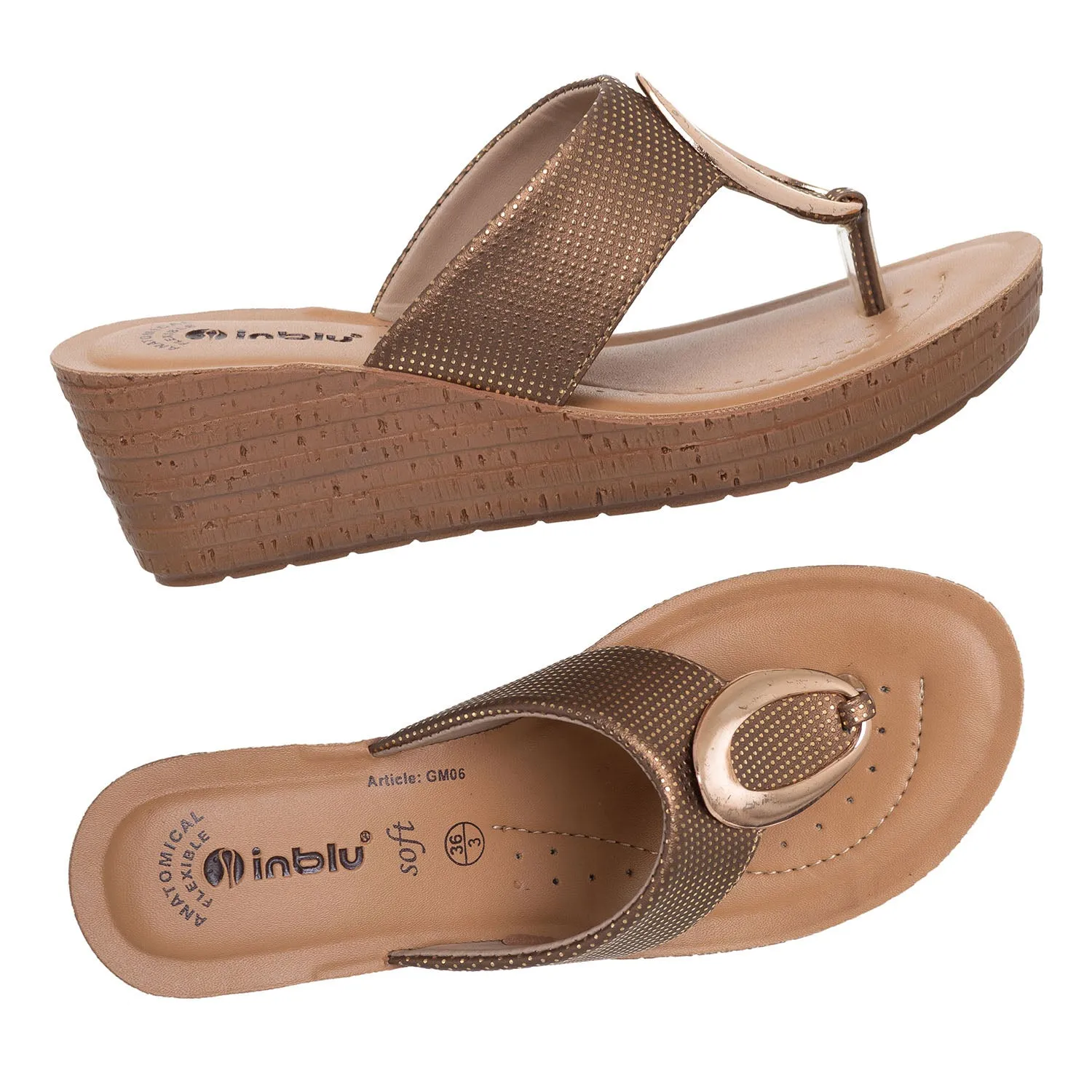 Inblu Women Copper Wedge Sandal with Embelished Upper & Buckle Styling (GM06_COPPER)