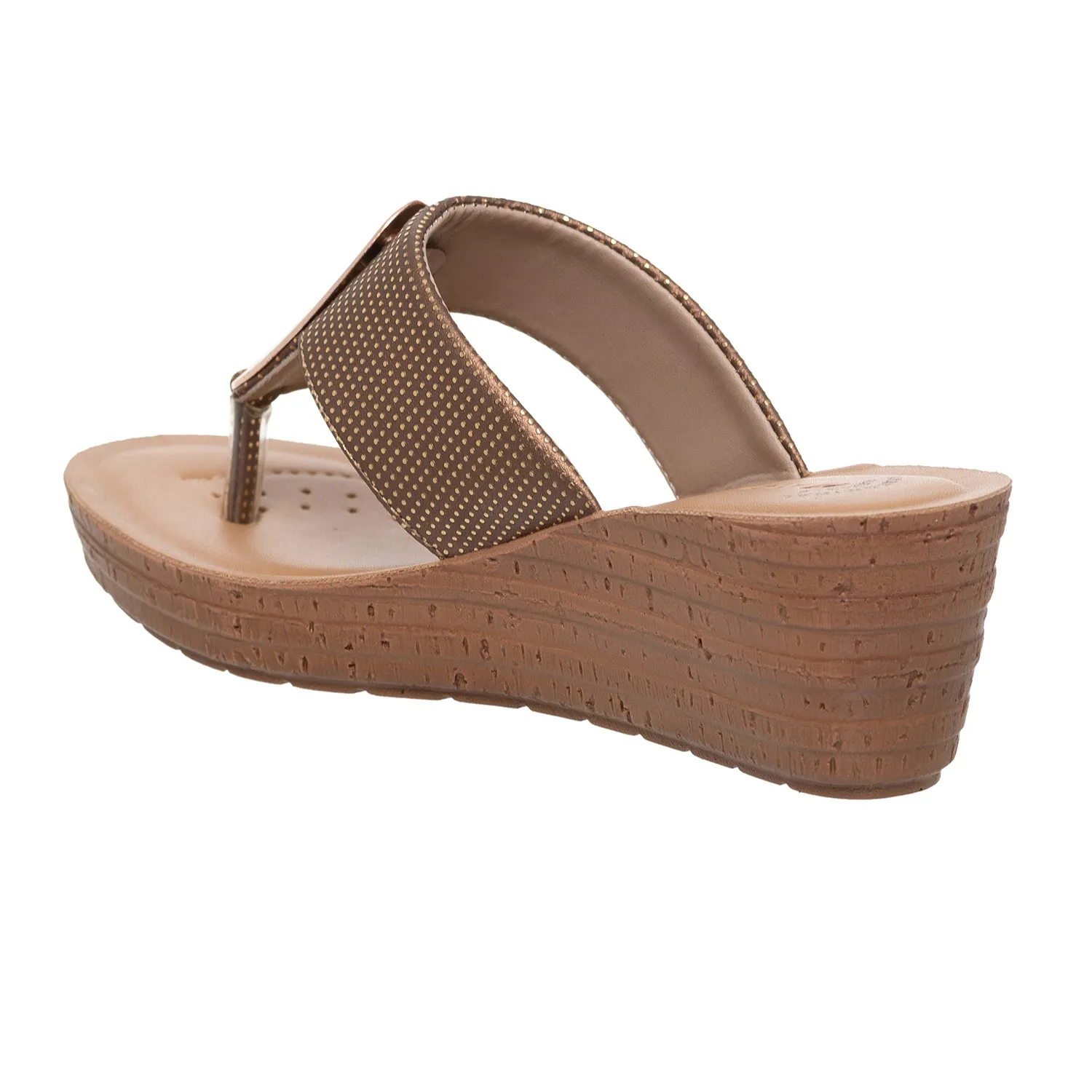 Inblu Women Copper Wedge Sandal with Embelished Upper & Buckle Styling (GM06_COPPER)