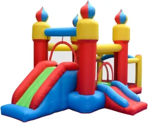 Inflatable Bounce House Children's Trampoline Inflatable Castle Air Cushion Bed Park Toy Naughty Castle Home Trampoline Slide Indoor Outdoor Jumping B