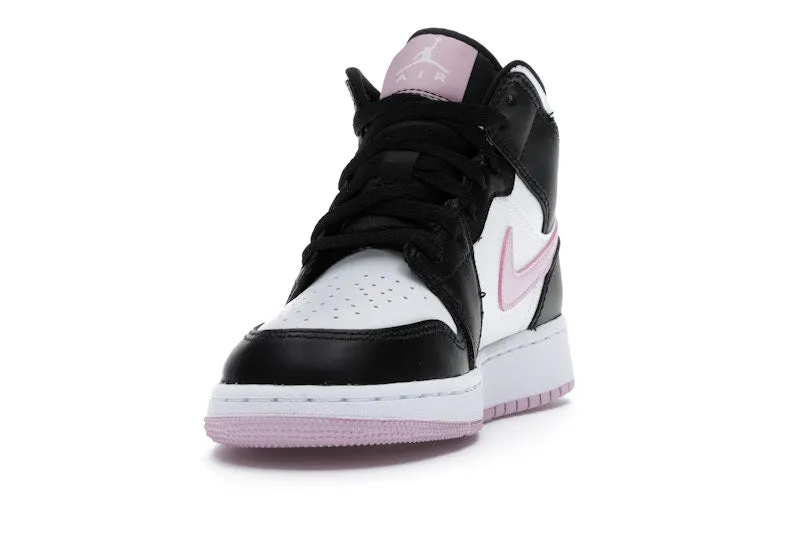 Jordan 1 Mid Bianco Nero Rosa Artico Chiaro (GS)