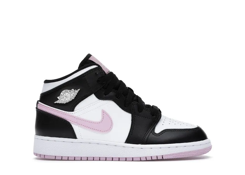 Jordan 1 Mid Bianco Nero Rosa Artico Chiaro (GS)