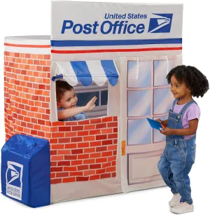 Kid Trax Pop Up Kids Magical Play Tent, Large Front and Rear Openings, Carrying Case Included, Easy Storage, USPS Post Office, White