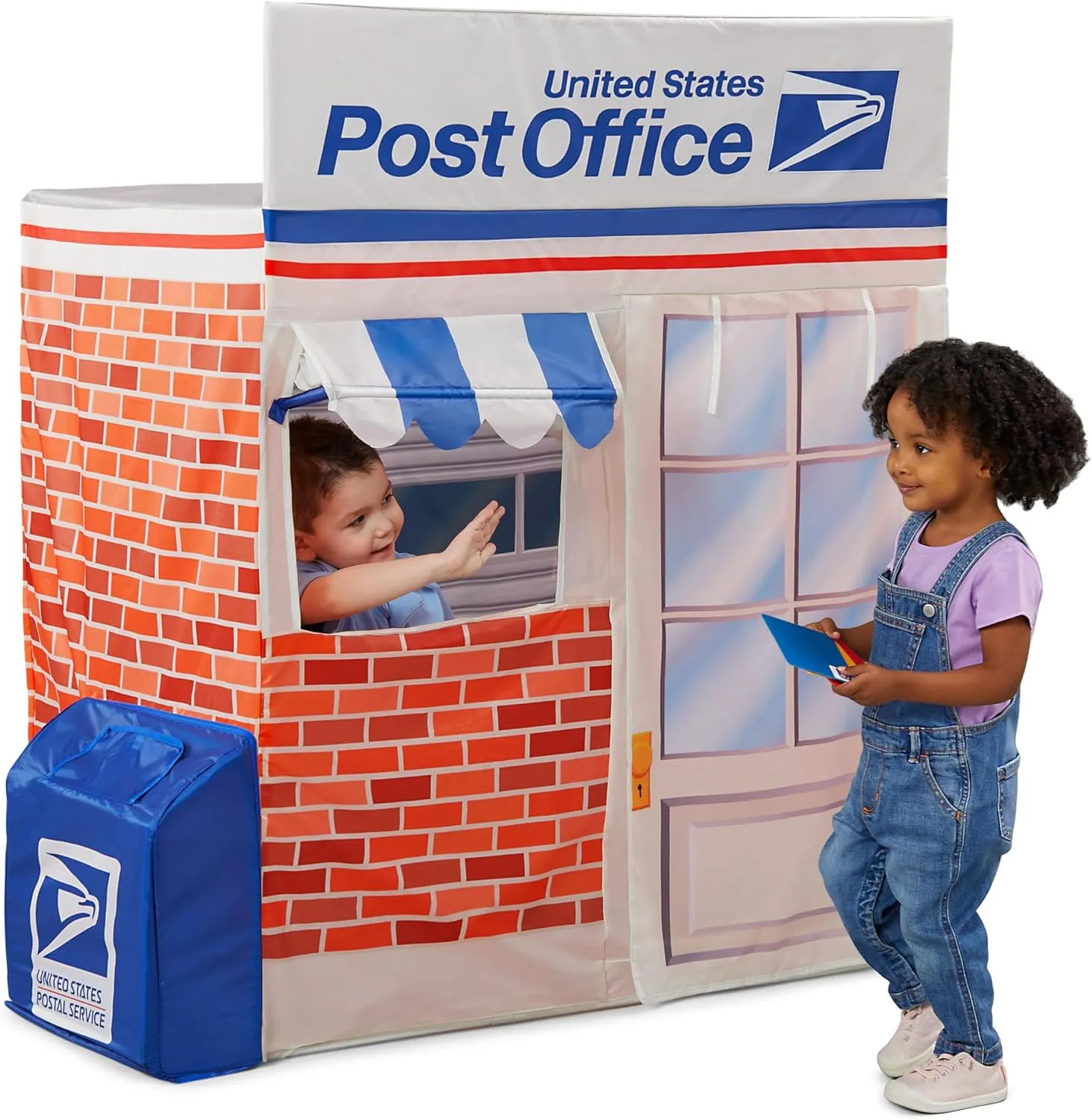 Kid Trax Pop Up Kids Magical Play Tent, Large Front and Rear Openings, Carrying Case Included, Easy Storage, USPS Post Office, White