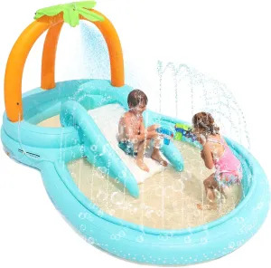 Kiddie Pool, Evajoy Inflatable Play Center Kids Pool with Slide, Water Sprayers Thickened Wear-Resistant Full-Sized Swimming Pool for Kids Toddler Children, Garden Backyard & Indoor Use 111”x70”x61”