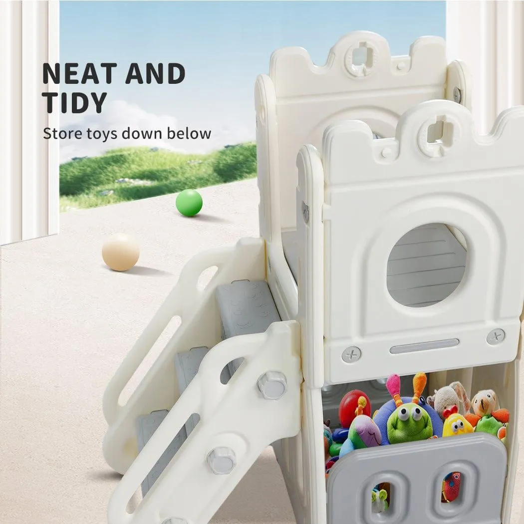 Kids Slide Set With Basketball Ring Hoop