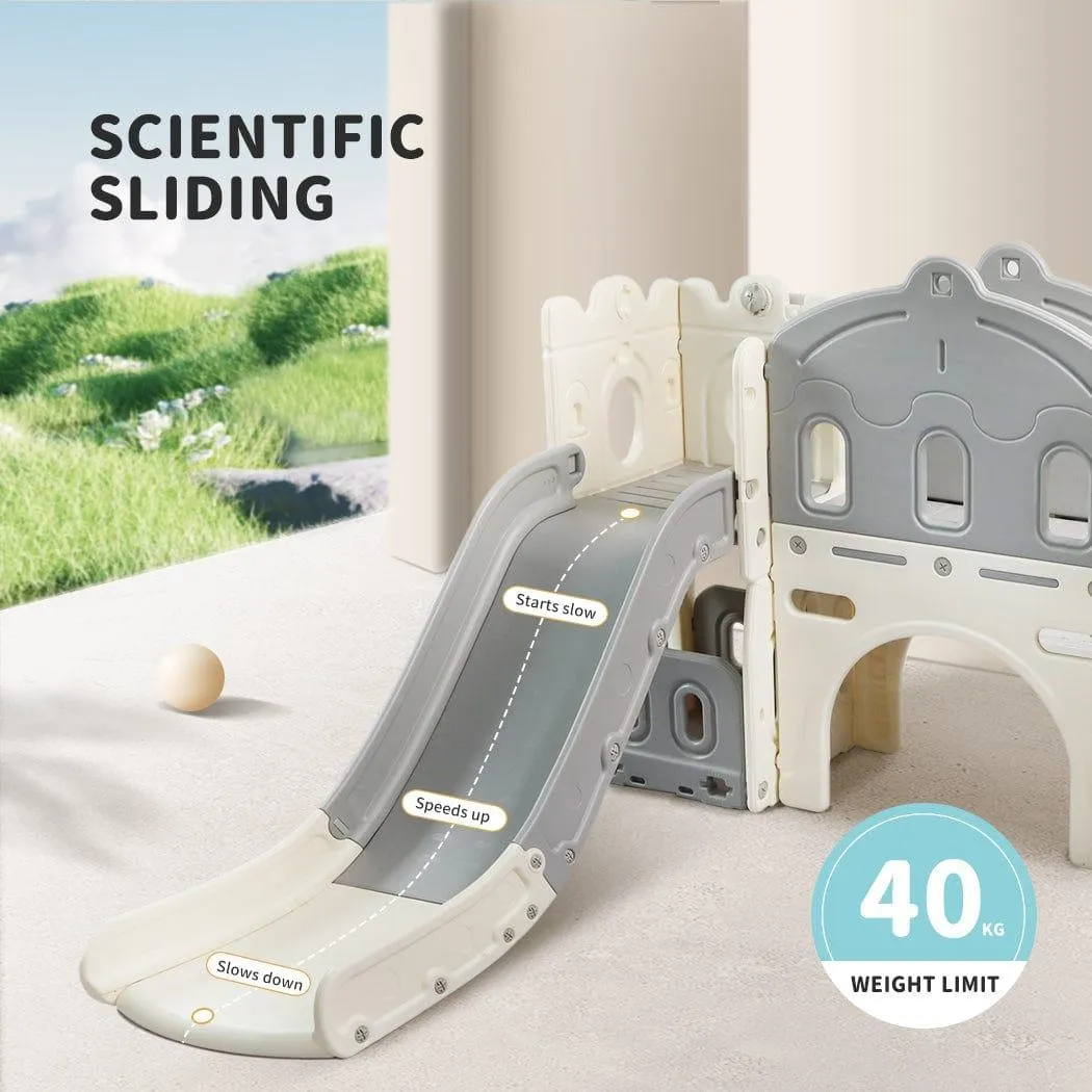 Kids Slide Set With Basketball Ring Hoop