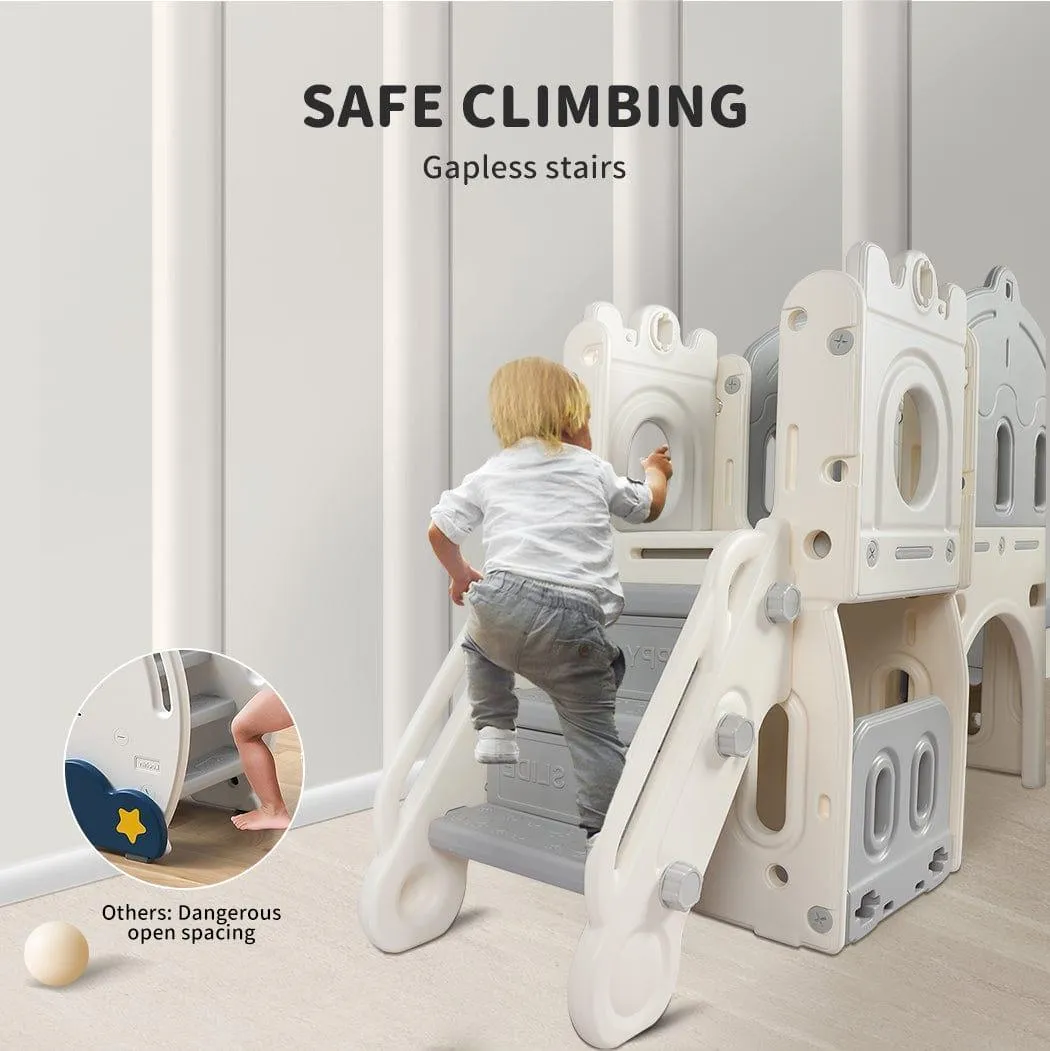 Kids Slide Set With Basketball Ring Hoop