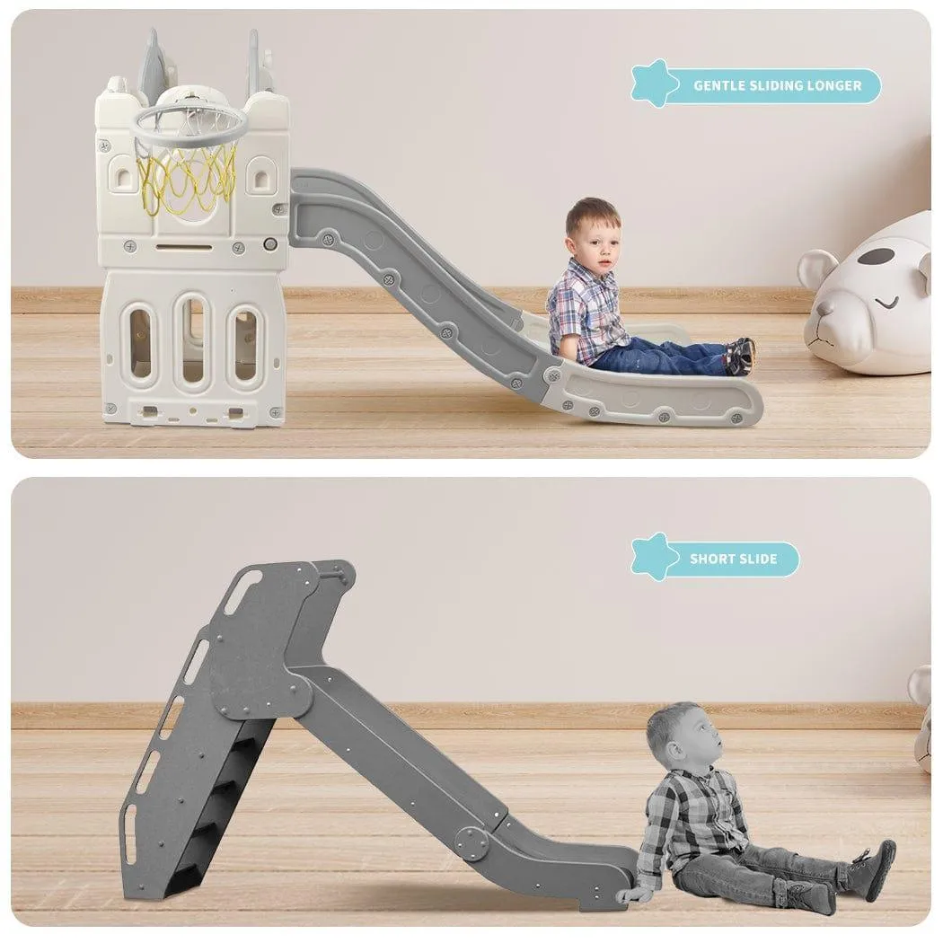 Kids Slide Set With Basketball Ring Hoop