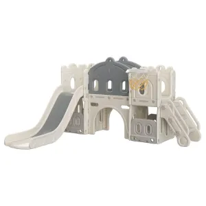 Kids Slide Set With Basketball Ring Hoop
