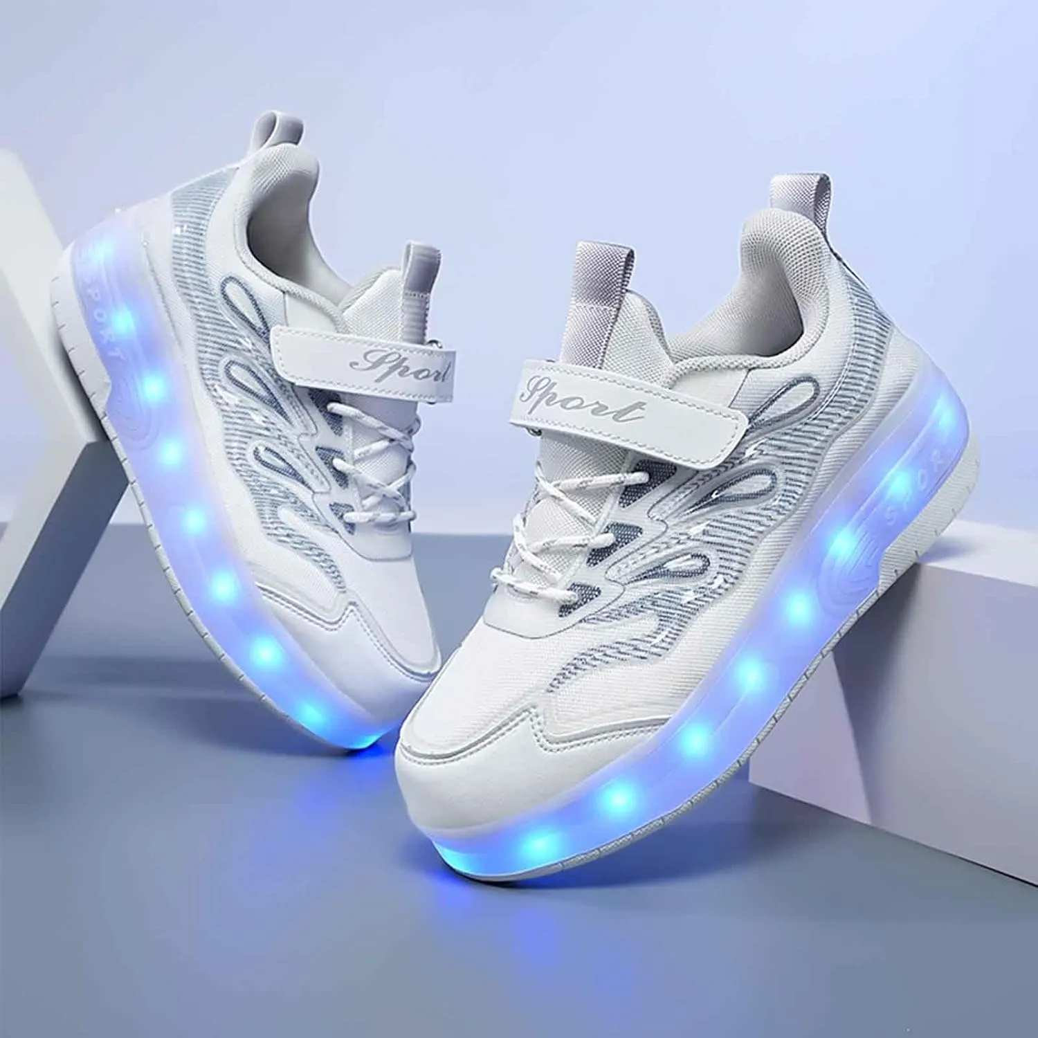 LED Light Up Kids Roller Skate Shoes with 2 Wheel, Sneakers for Boys Girls Birthday Thanksgiving Christmas Day