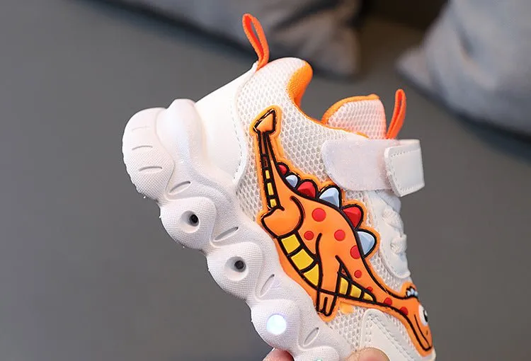 Light baby Shoe | Dinosaur Pattern Mesh Luminous Sole Chunky Baby Shoe